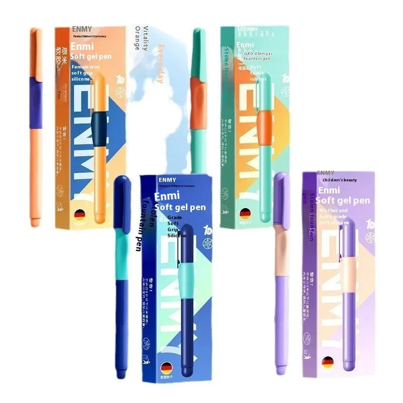 Student posture correction pen in plastic with four colour options including blue, purple, and orange