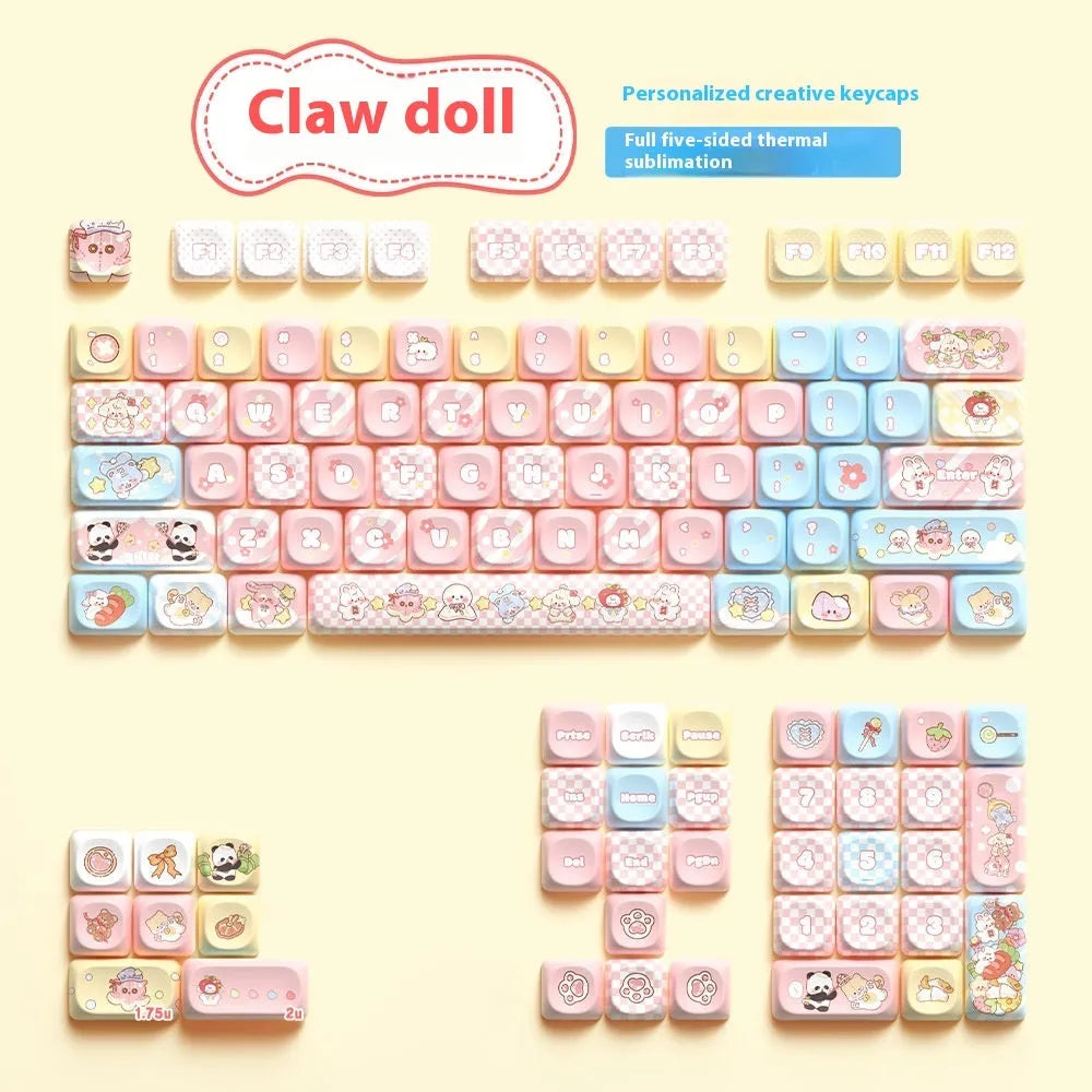 Clip Doll PBT mechanical keyboard key cap set with sublimation printed doll designs for complete keyboard customisation
