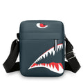 Men's small Oxford cloth crossbody bag with animal print pattern in black, grey, or green