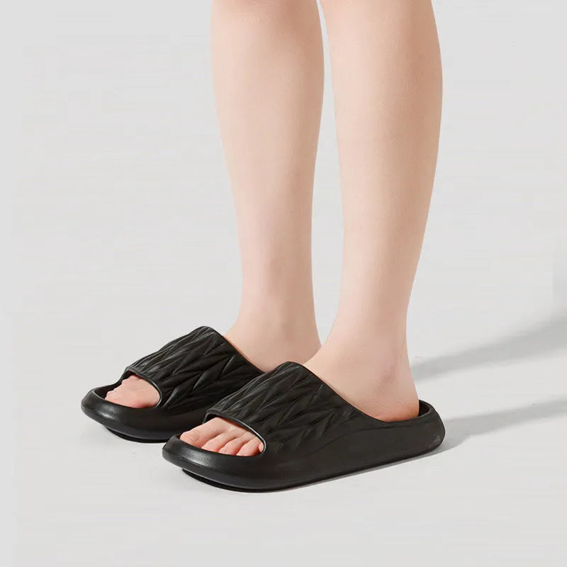 EVA leaf texture design slippers in multiple colours with non-slip soles for indoor household use