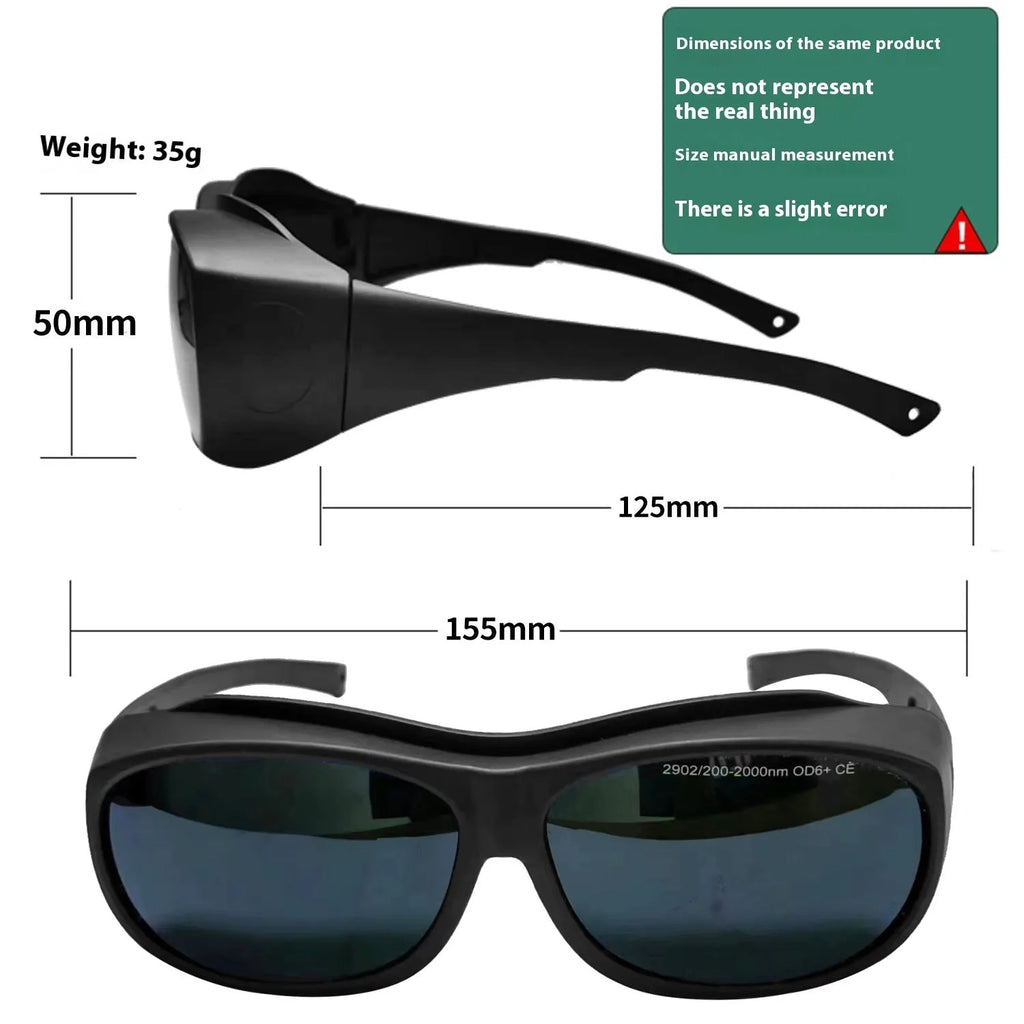 Photon skin rejuvenation and welding anti-glare goggles with PC construction for 200-2000nm optical radiation protection