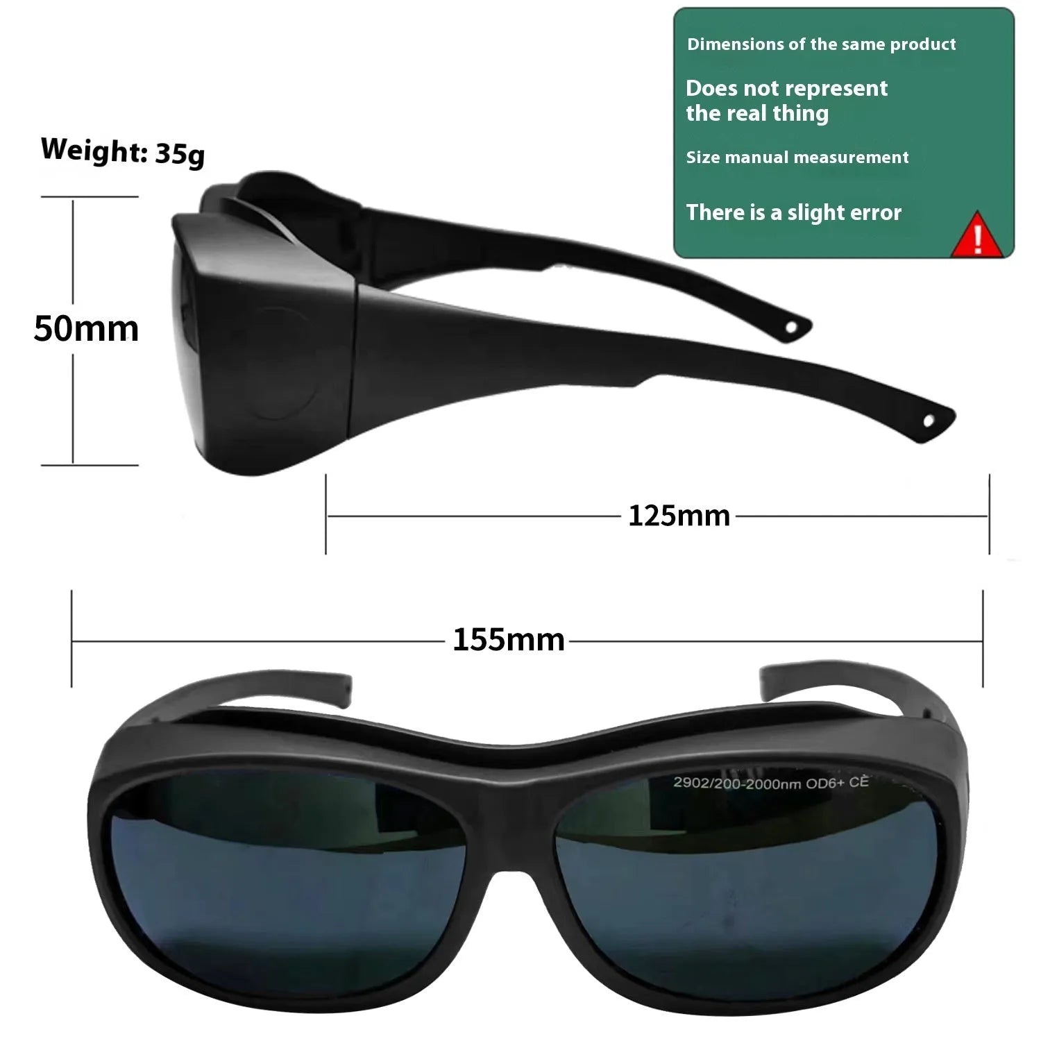 Photon skin rejuvenation and welding anti-glare goggles with PC construction for 200-2000nm optical radiation protection