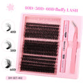 DIY false eyelashes extension suit showing segment single cluster lashes and included tweezers