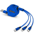 3 in 1 telescopic charging cable extended to 120 cm length with TPE wire and titanium connectors