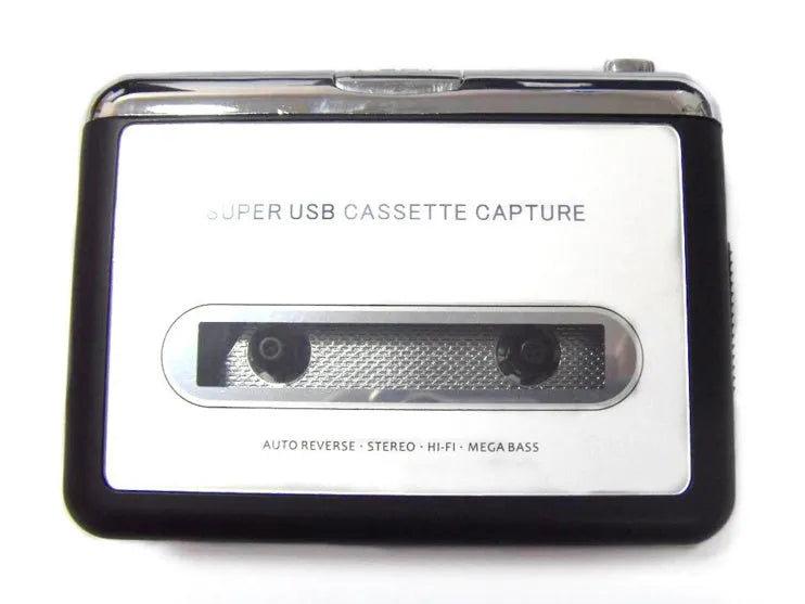 Cassette to MP3 converter unit with USB cable for digitising tape collections to digital audio formats