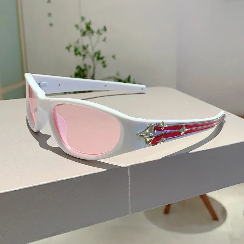 Sports sunglasses with windproof design in multiple colour combinations including black frame with blue lenses