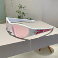 Sports sunglasses with windproof design in multiple colour combinations including black frame with blue lenses