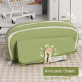 Green Korean-style canvas pencil case with zip, large enough to hold 80 pens.