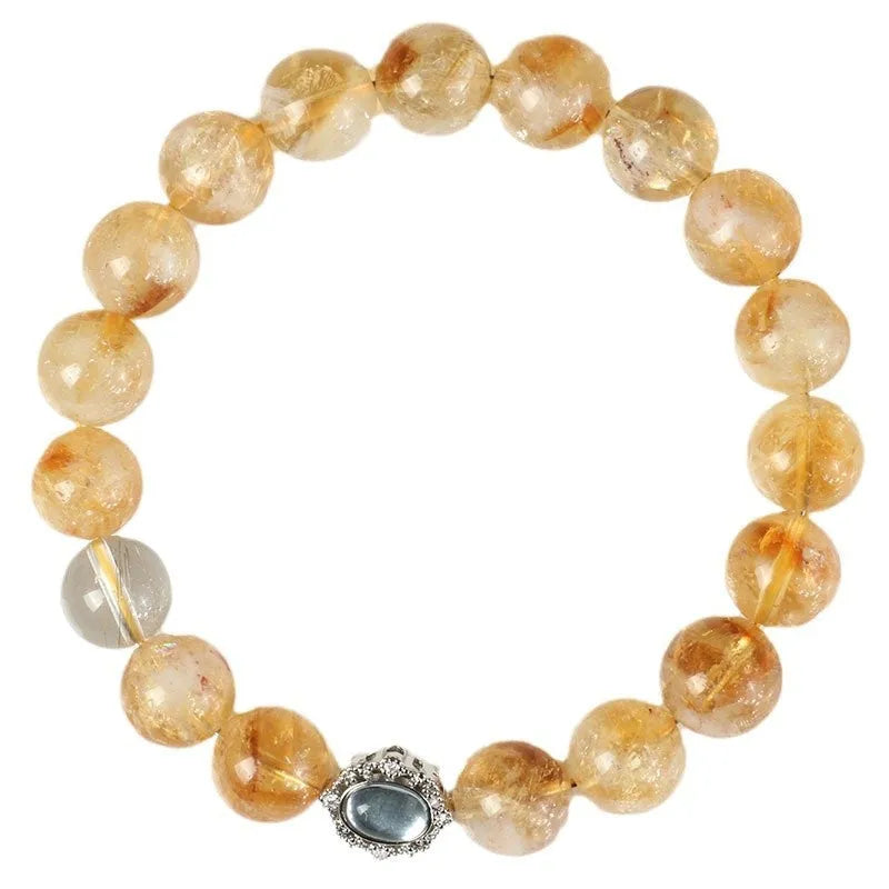 Geometric citrine crystal bracelet with 10mm beads in affordable luxury unisex style