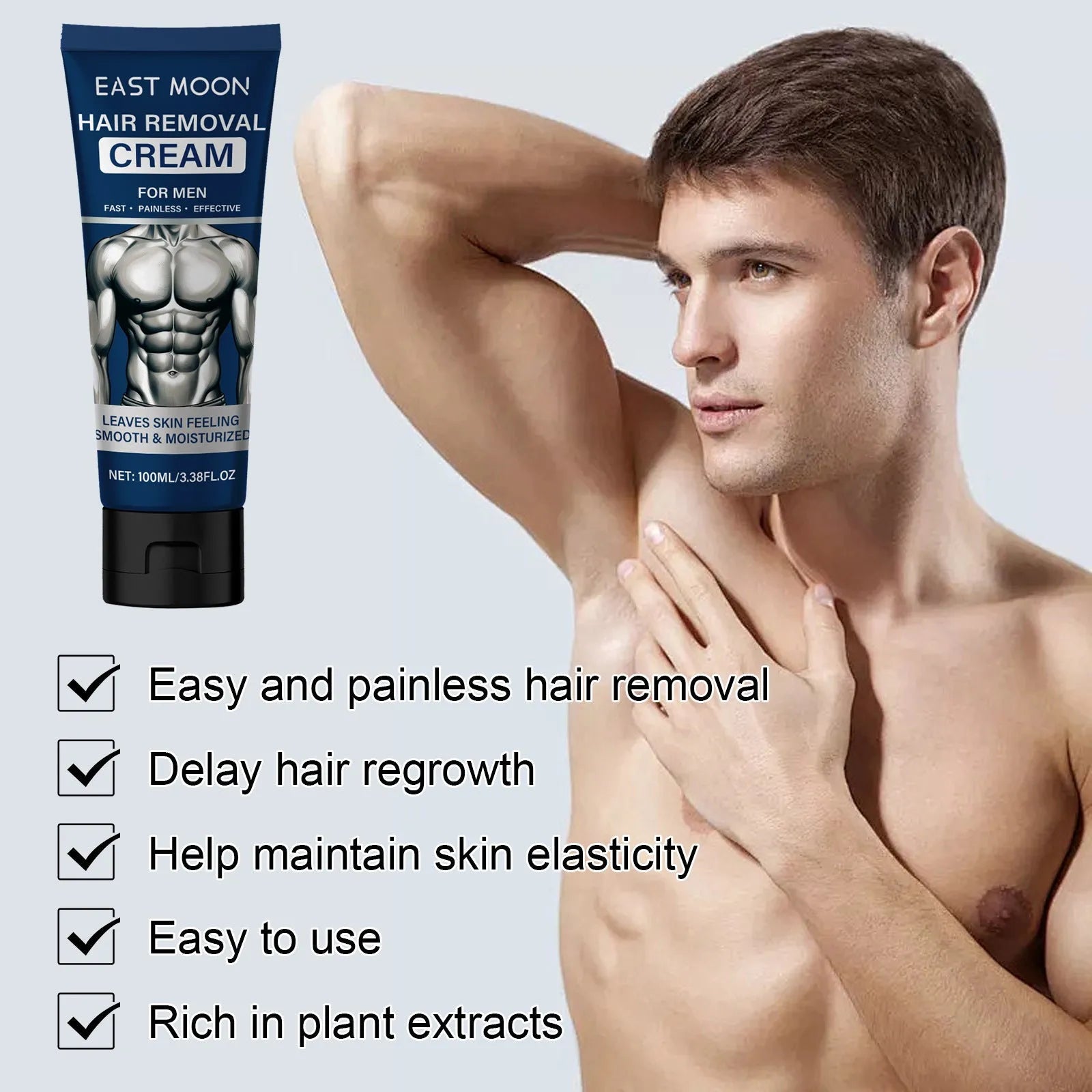 Men's 100ml depilatory cream for beard, armpit, hand and leg hair removal