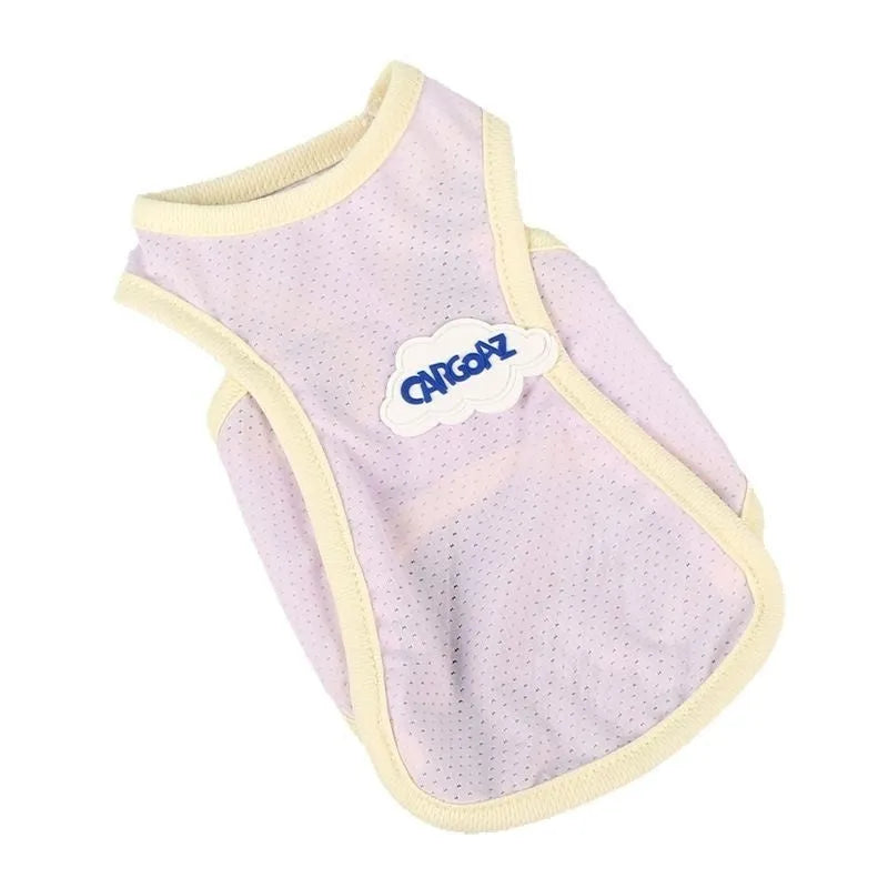 Polyester cat summer vest in sports style with anti-lint properties, shown in grass green colour