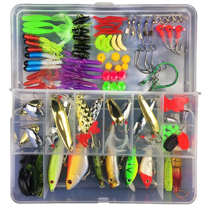 Junior fishing lure set in polypropylene box with multiple size options for freshwater angling