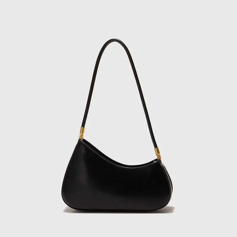 Women's oval PU leather underarm bag in multiple colours with single shoulder strap and zippered interior pouch