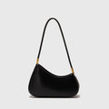 Women's oval PU leather underarm bag in multiple colours with single shoulder strap and zippered interior pouch