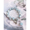 A Chinese style glass bead bracelet for women featuring bamboo joint design elements.