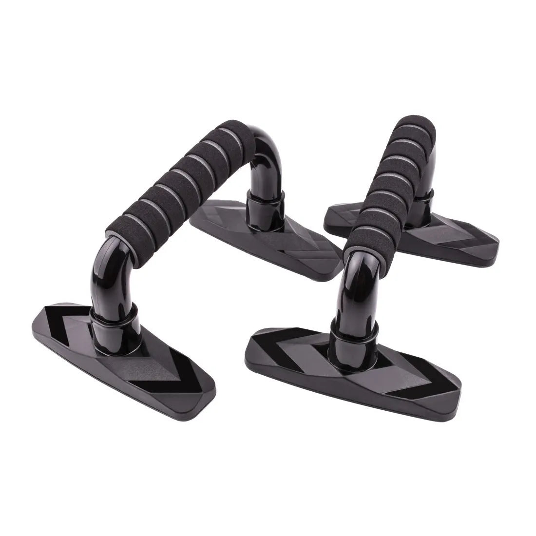 Pair of I-shaped push up bars with diamond pattern texture in blue colour for chest and arm exercise