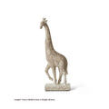 Wood colour giraffe-shaped resin ornament on a shelf, showing European style design.