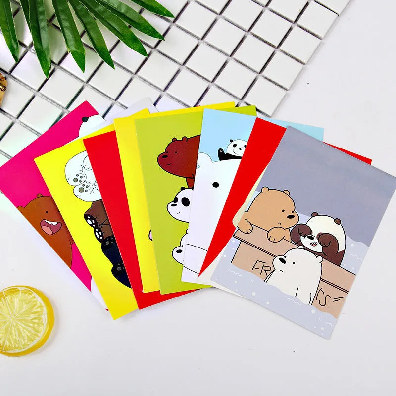 Set of nine minimalist cartoon postcards showing retro Paris towers and historic landmarks.