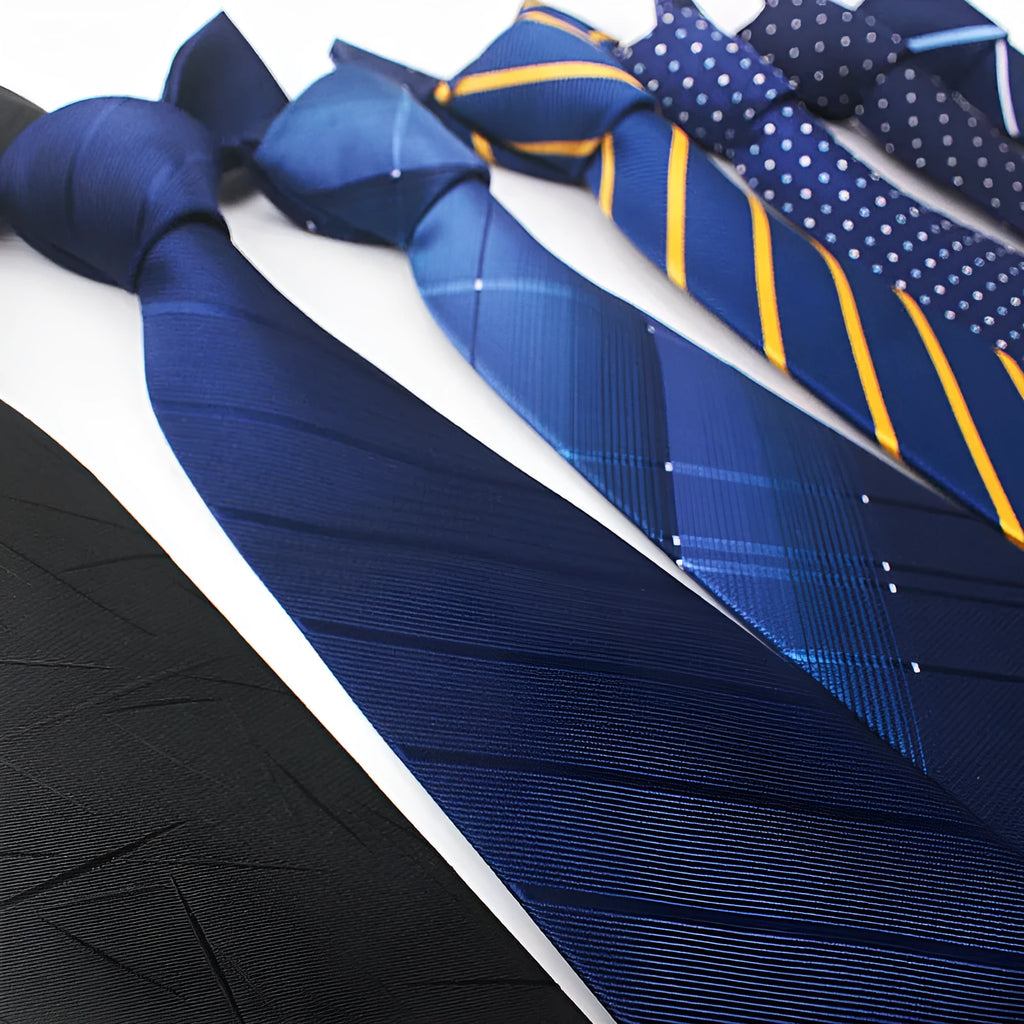8cm width polyester jacquard striped business tie in arrow style cut
