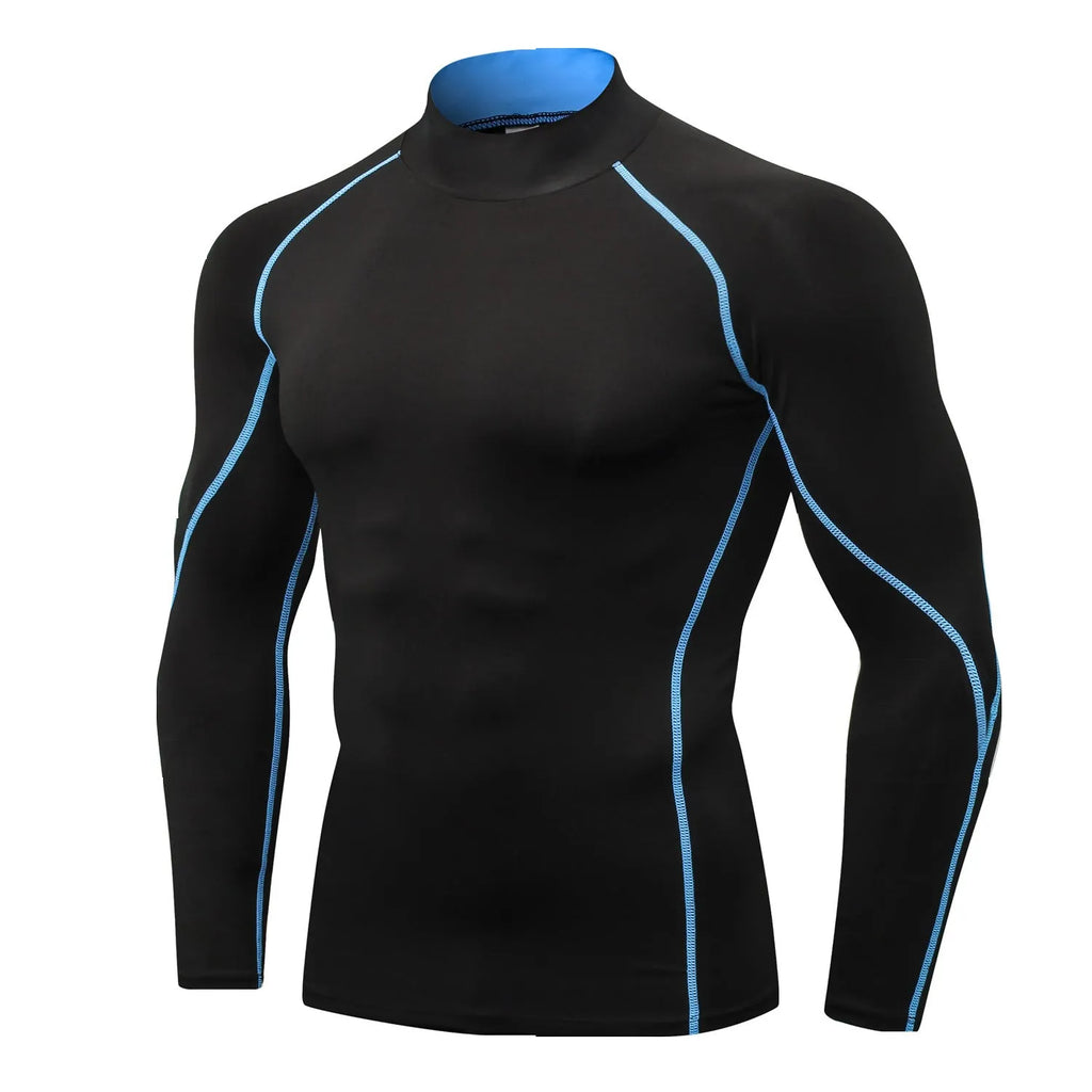 Quick-drying polyester collar sweater for men in black with dark grey line detail