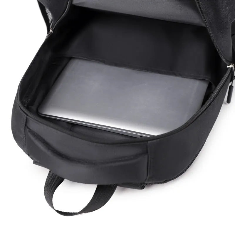 Men's casual Oxford cloth backpack with breathable lining in grey, black, green and blue colour options