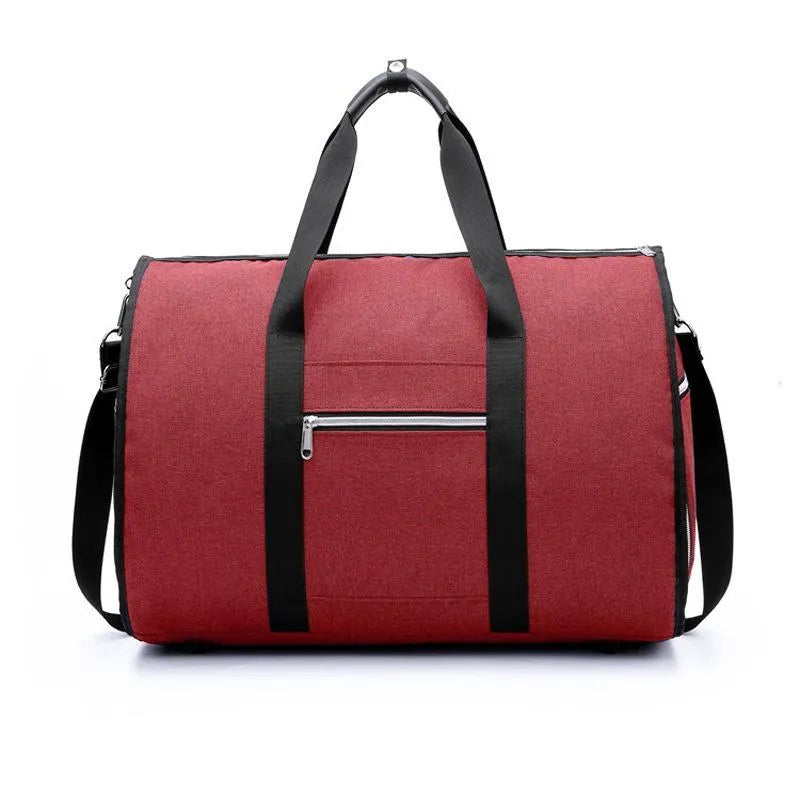 Black cylinder-shaped travel bag with a zipper opening, made from Oxford cloth, showing its medium size.