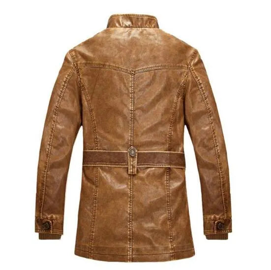 Duolino Classic Leather Jacket for men in genuine leather, blue colour, front view, size options M to 4XL