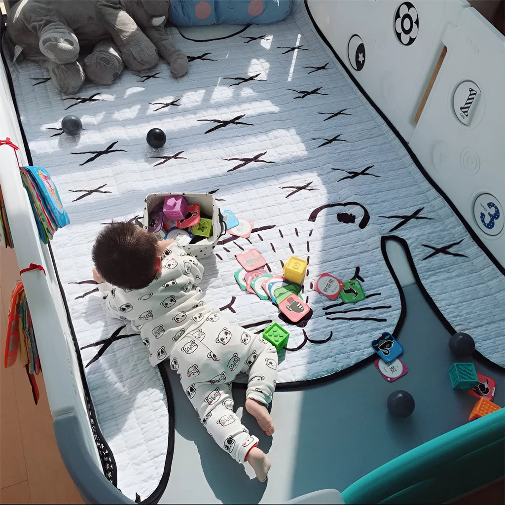 White tiger plush cotton play mat for children living room decoration L 130x190cm