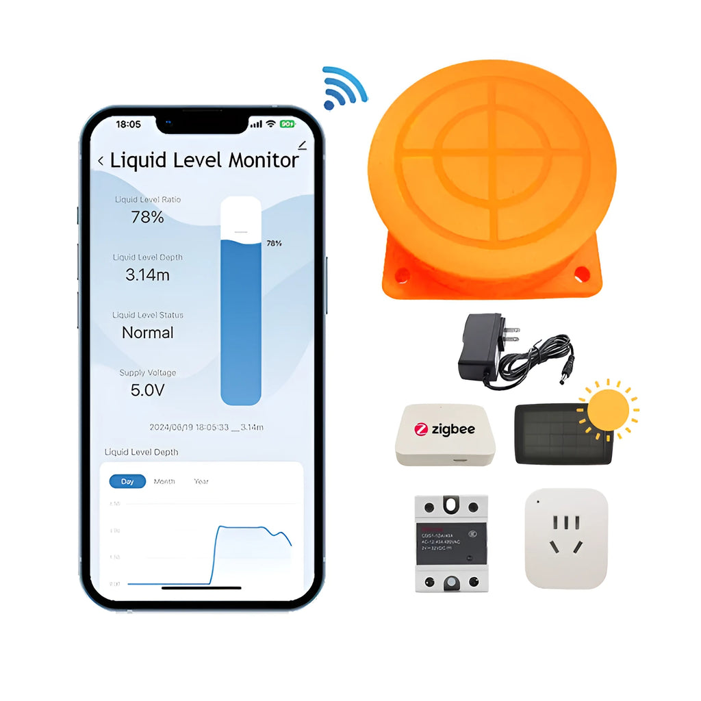 Wireless fluid level monitor with mobile app control for water and fuel tank remote monitoring