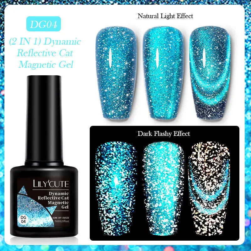 Cat eye series UV brilliant nail polish gel with diamond glitter in six colour variations