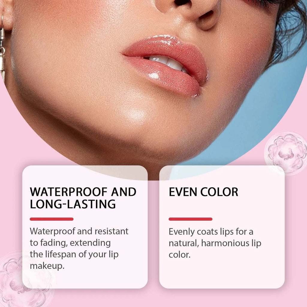 Moisturising glossy lip gloss in bright plum shade with 4ml tube and compact dimensions
