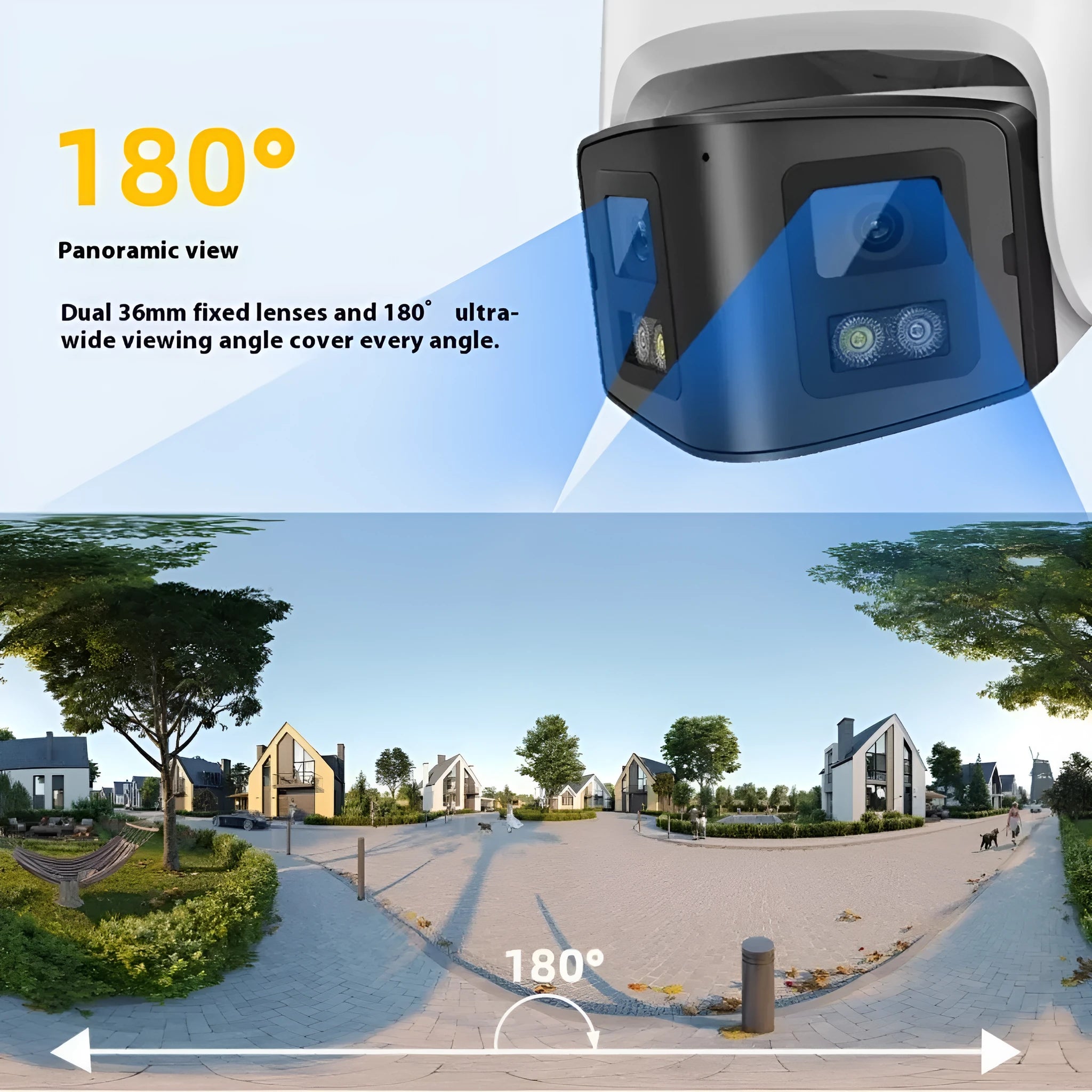 4MP dual-lens panoramic CCTV security camera with IP66 waterproof rating and POE connectivity