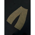 Men's khaki straight-leg cotton trousers laid flat, showing casual American retro style.
