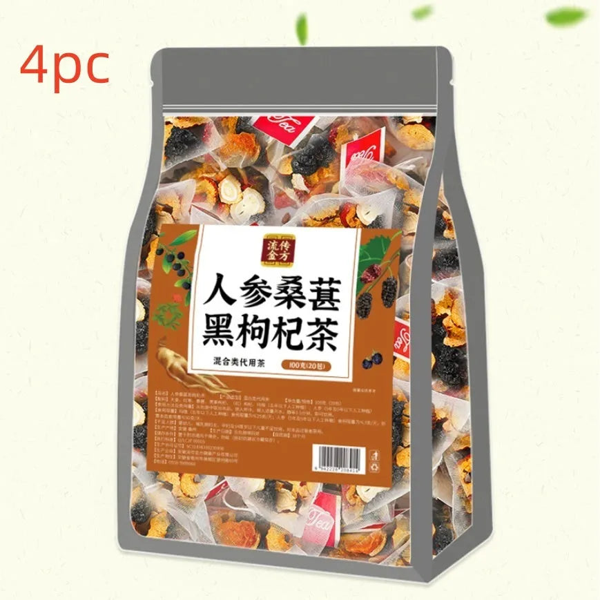 Box of Ginseng Black Wolfberry Tea for Men showing 40 individual tea bags.