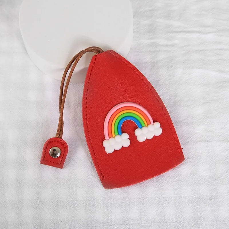 Cartoon style pull-out car key case made from PU leather in assorted designs