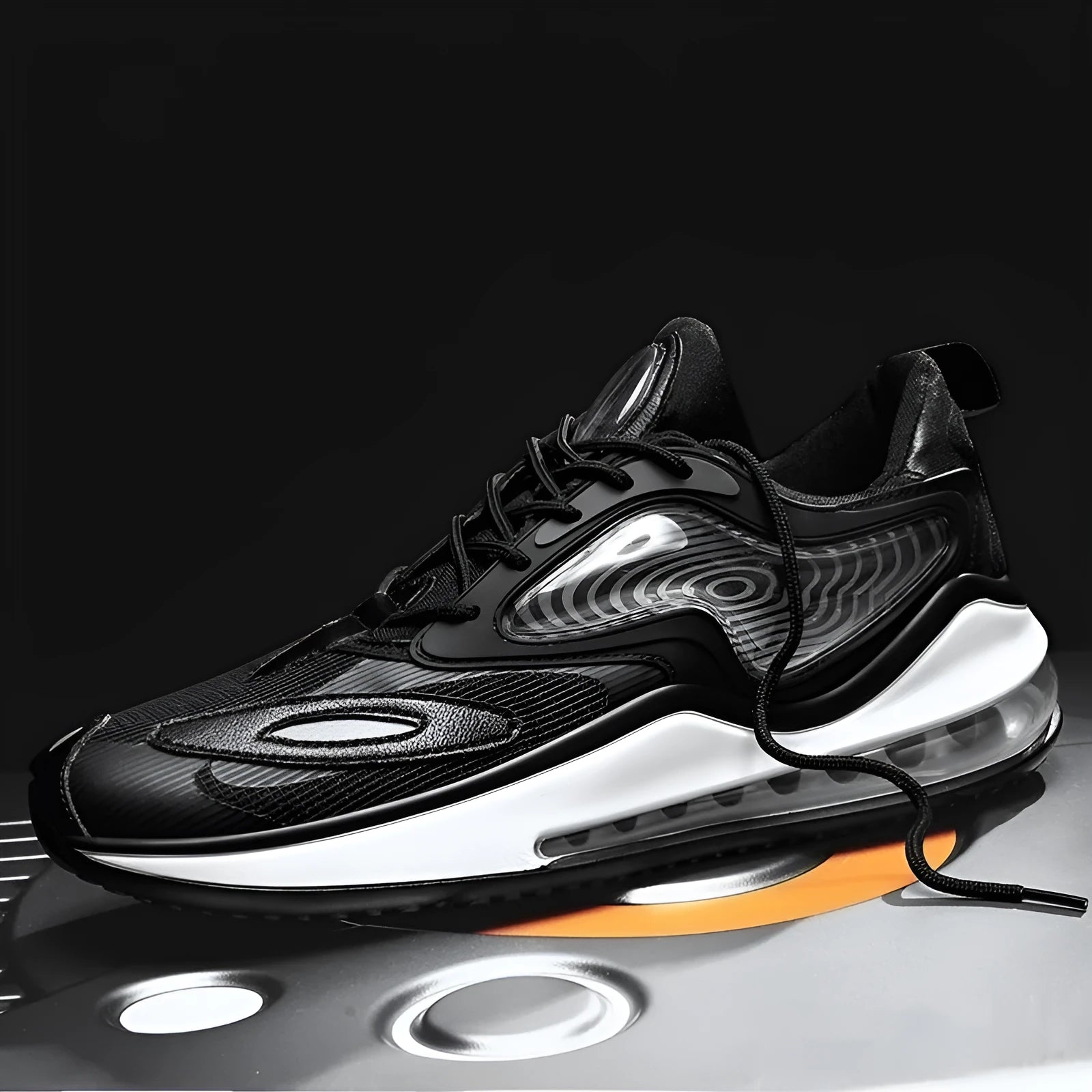 Men's Space Black and Space White height increasing summer casual shoes with air cushion soles