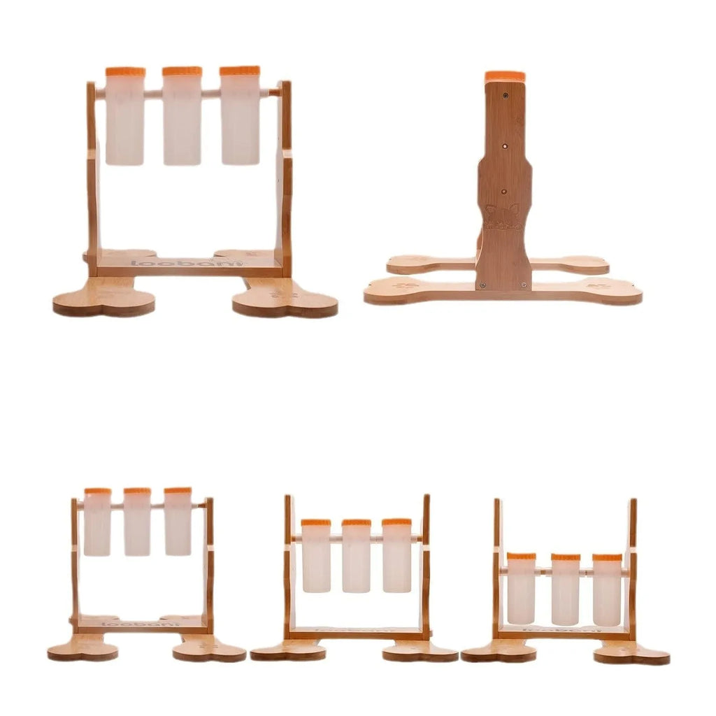 Wooden dog puzzle toy interactive feeder with natural wood colour