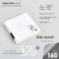 Square paper diary notebook with heart design, checkered pages, and included stickers