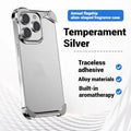Special-shaped aromatherapy aluminium alloy hollow phone case in black for iPhone 14 Pro Max