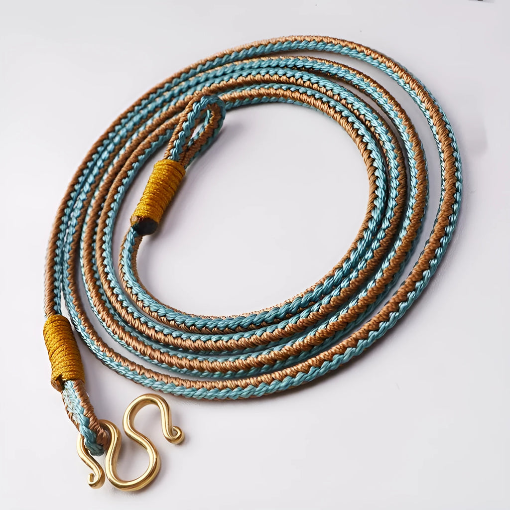 Tibetan Thangka peace buckle necklace with mixed gem inlaid pendant and imitation pearl beads