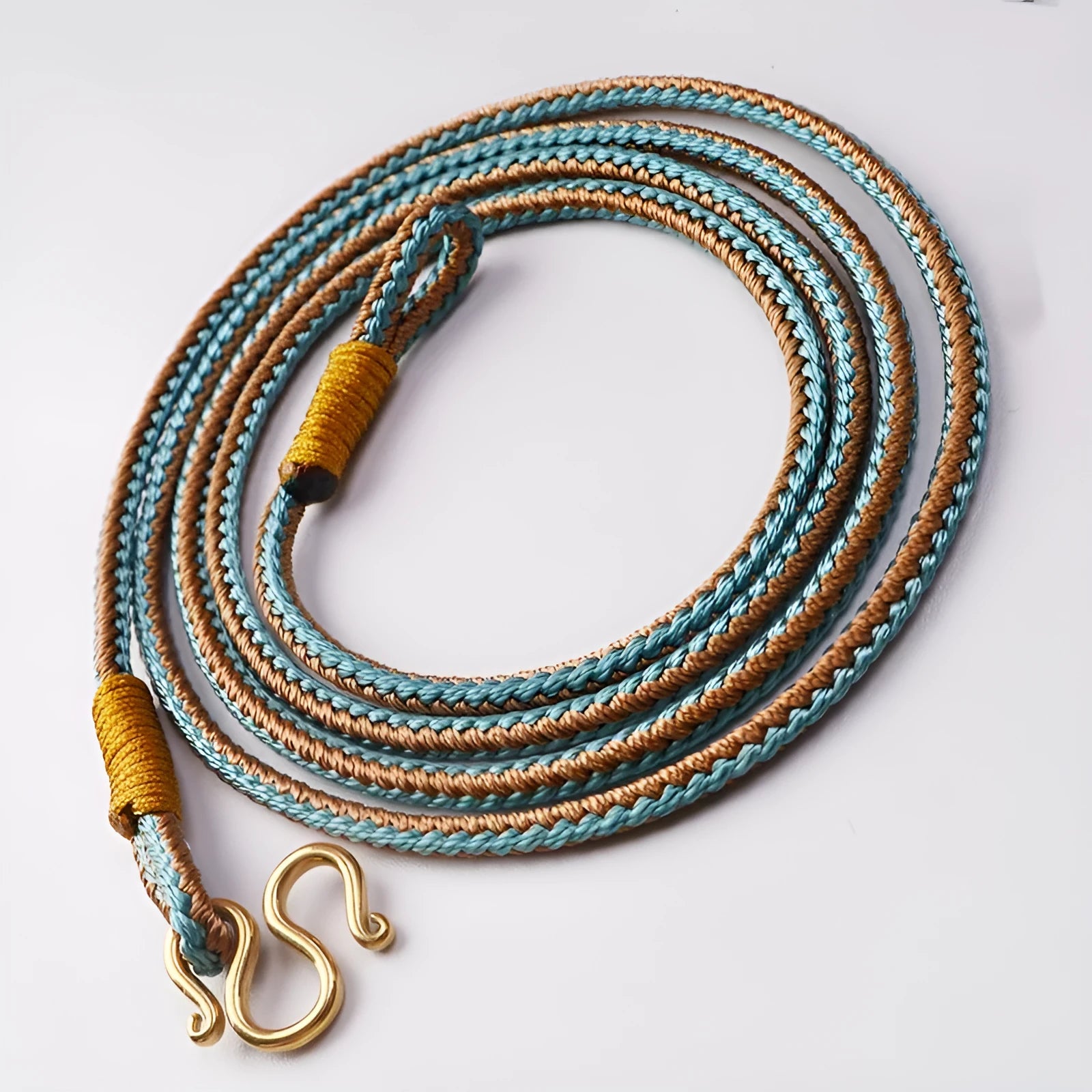 Tibetan Thangka peace buckle necklace with mixed gem inlaid pendant and imitation pearl beads