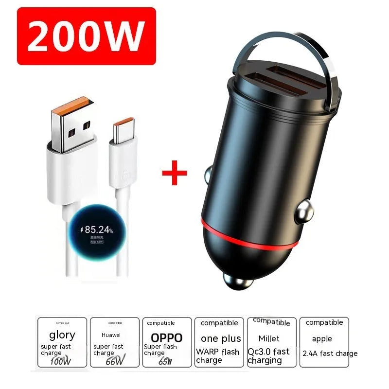 Black zinc alloy car charger with USB port measuring 38mm x 21mm x 21mm