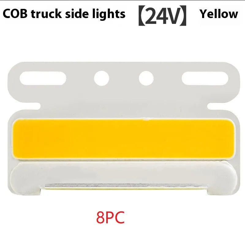 12V 24V aluminium alloy LED COB truck side marker light in red, yellow, green, blue, and white.