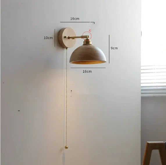 Nordic style walnut wood bedside wall lamp with wall mount and 220V UK voltage