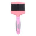 Double-sided dog grooming brush with stainless steel pins in blue or pink colour options