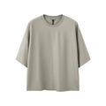 Men's sand grey quick-dry short sleeve pullover in loose fit with regular sleeves