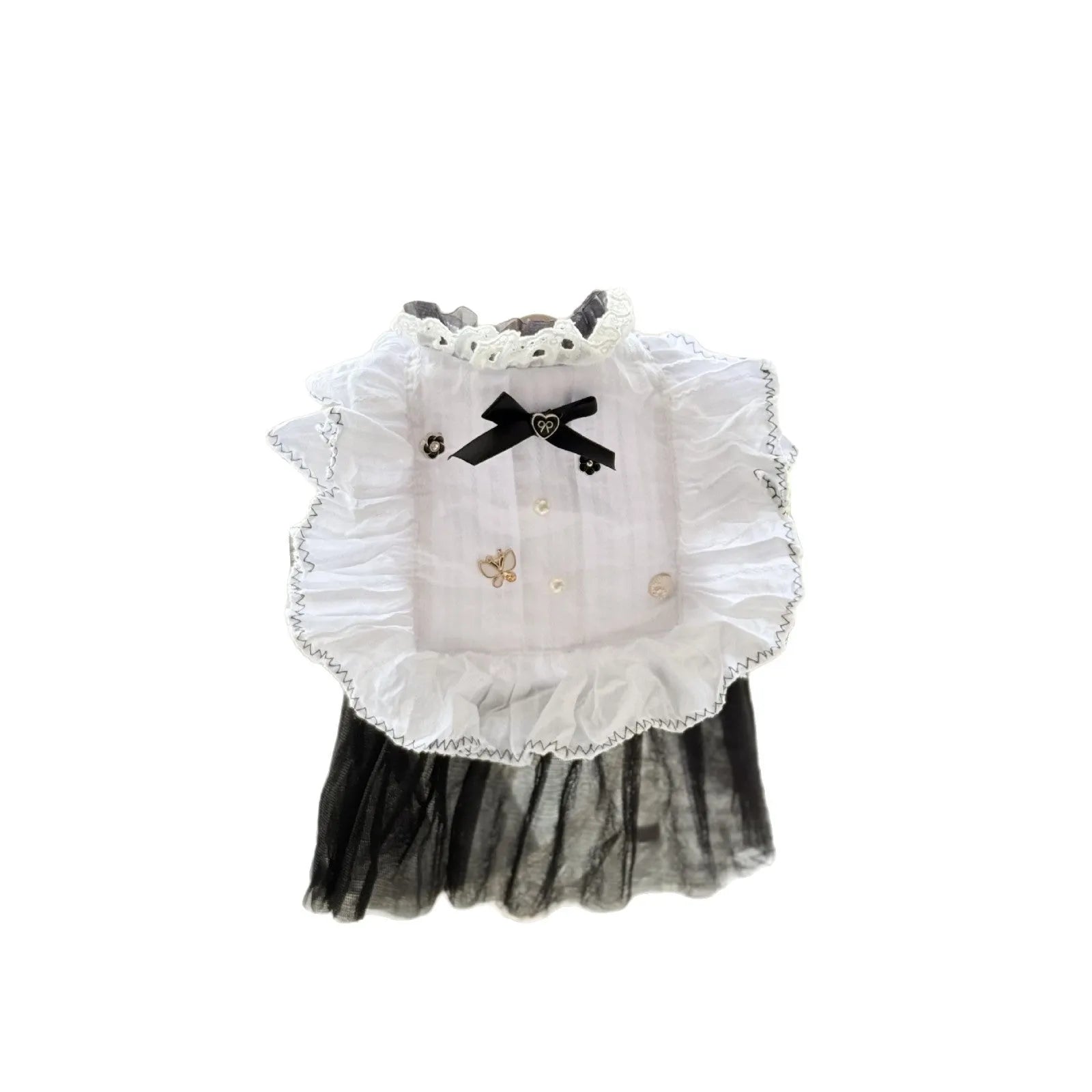 White polyester waltz gauze skirt pet clothing for small dogs in princess style with size measurement chart
