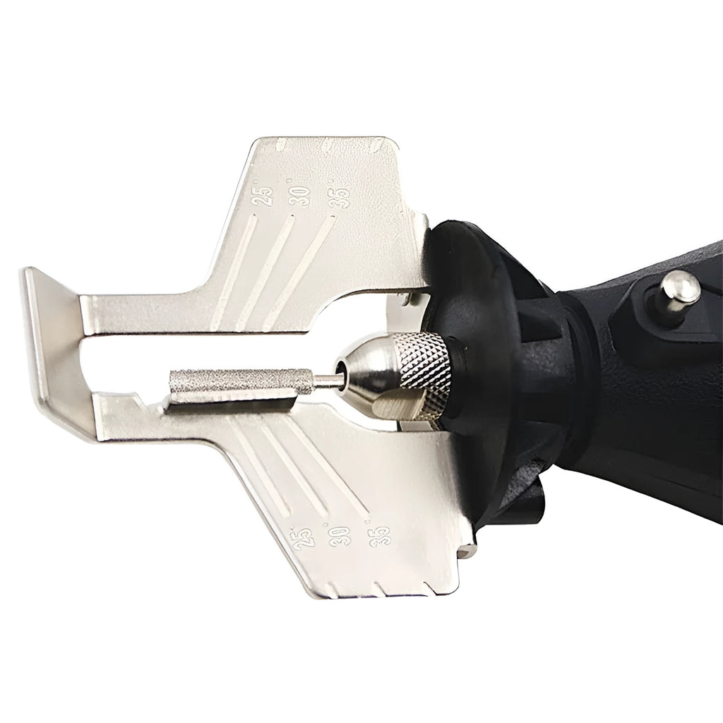 Electric chain sharpening accessories set with high speed steel attachment and ruler