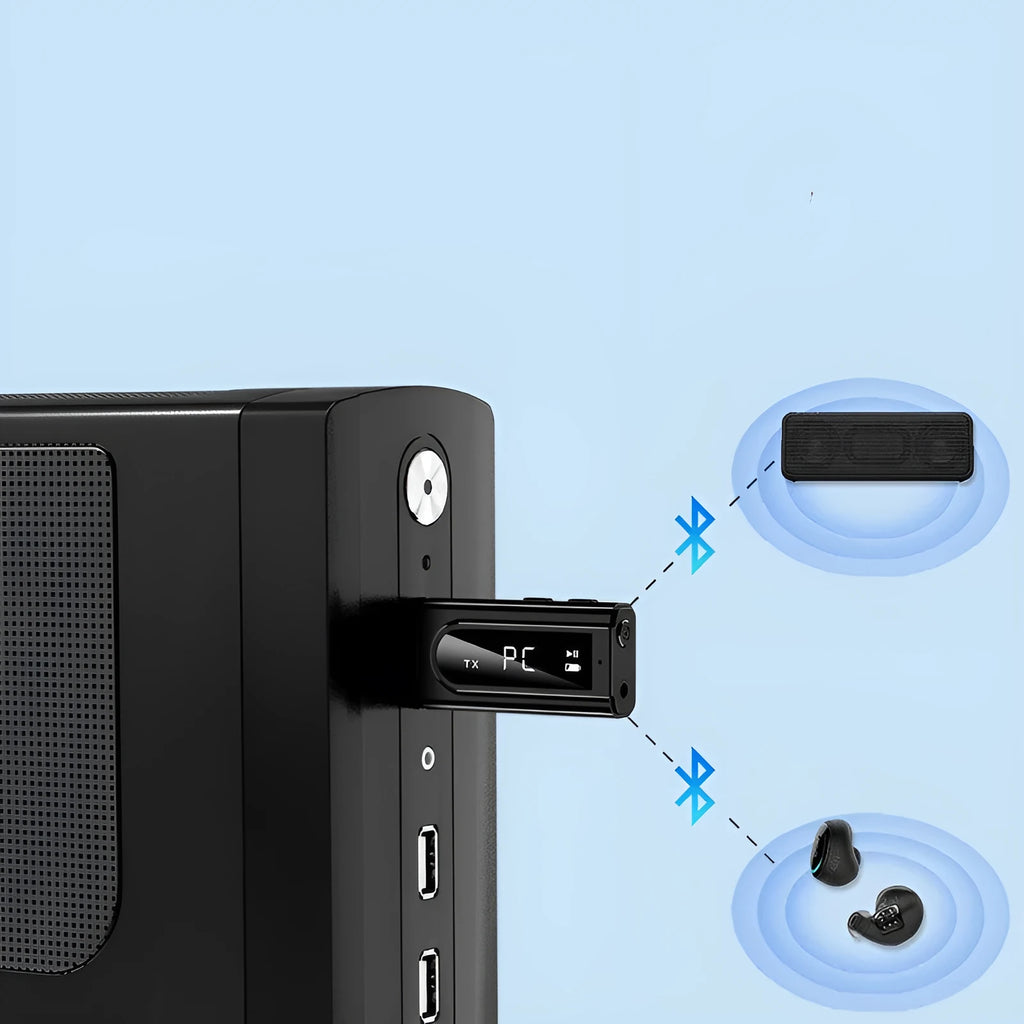 Black USB car FM Bluetooth receiver for wireless MP3 playback through car stereo