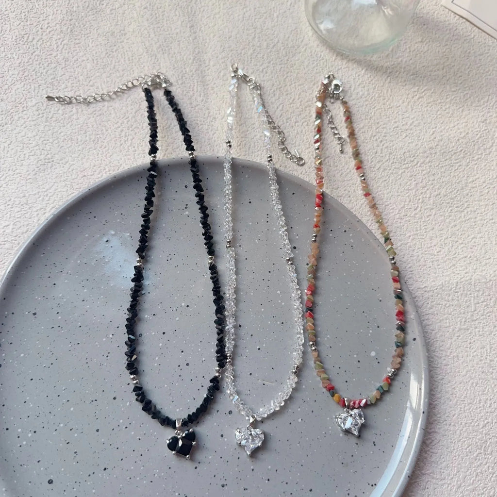 Handmade non-fading beaded necklace for women with plastic beads in picture colour, OL style